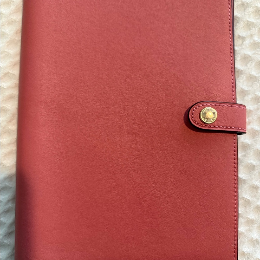 Pink Leather Planner with Gold Button